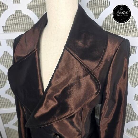 Ellen Tracy Bronze Iridescent Double Breasted Formal Blazer/Jacket Size 12 - Picture 2 of 13